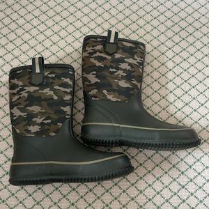 Lands' End Kids' Camo Rain & Snow Boots - Olive Green and Brown